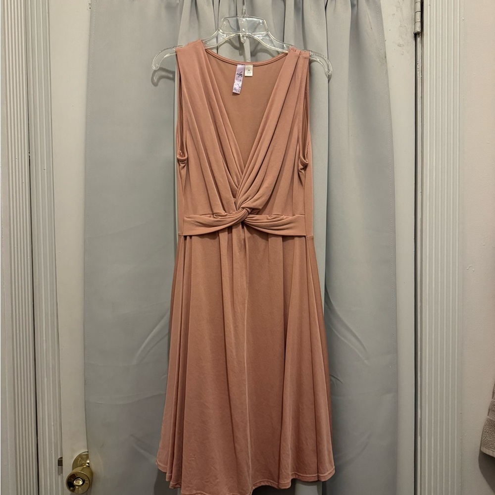 Alya Dusty Rose Twist-Front Midi Dress